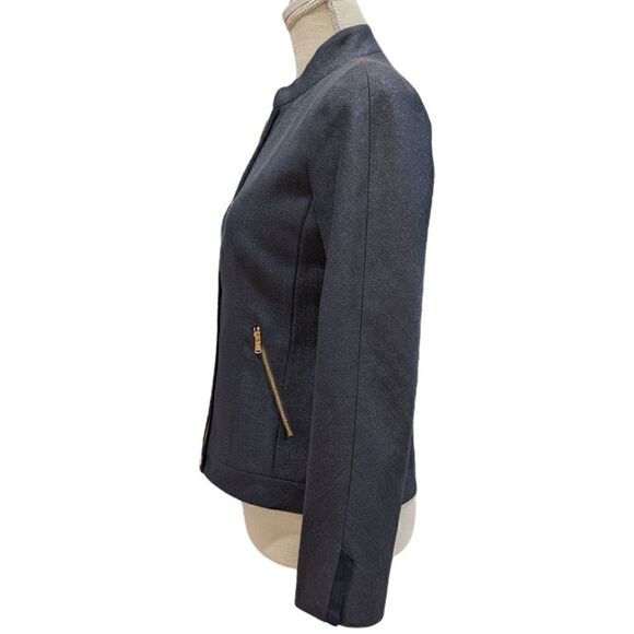 NWOT Badgley Mischka Women's Navy Blue & Gold Full Zip Jacket Size 2 - Picture 4 of 12